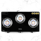 Borosil Magnum Glass-top Gas stove, 3 Burners