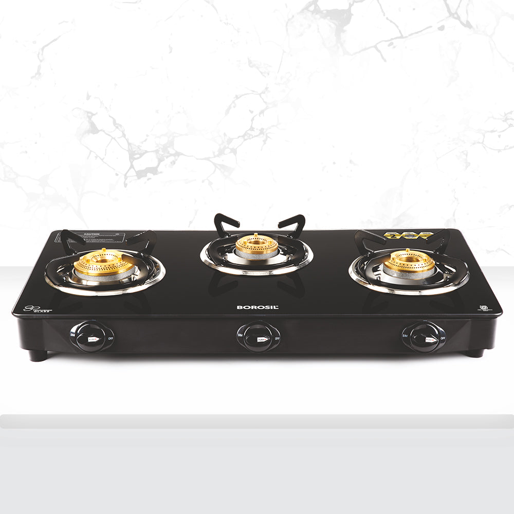 Borosil Magnum Pro Glass-top Gas stove, 3 Burners