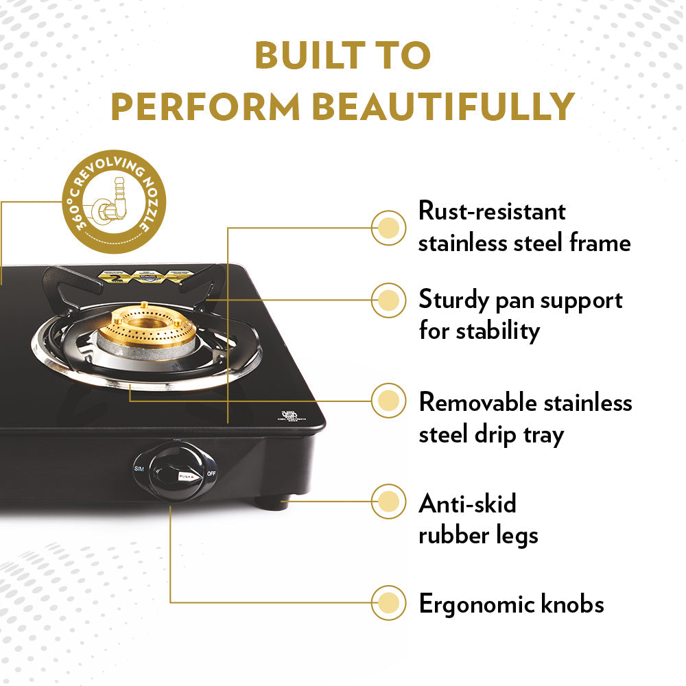 Borosil Magnum Pro Glass-top Gas stove, 3 Burners