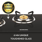 Borosil Magnum Pro Glass-top Gas stove, 3 Burners