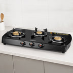 Borosil Prima Glass-top Gas stove, 3 Burners