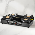 Borosil Prima Glass-top Gas Stove, 4 Burners