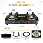 Borosil Prima Glass-top Gas Stove, 4 Burners