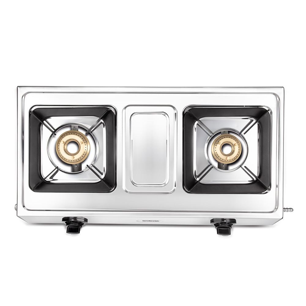 Borosil Smart Flame Stainless Steel Gas Stove, 2 Burners