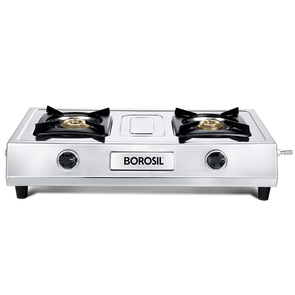 Borosil Smart Flame DLX Stainless Steel Gas Stove, 2 Burners