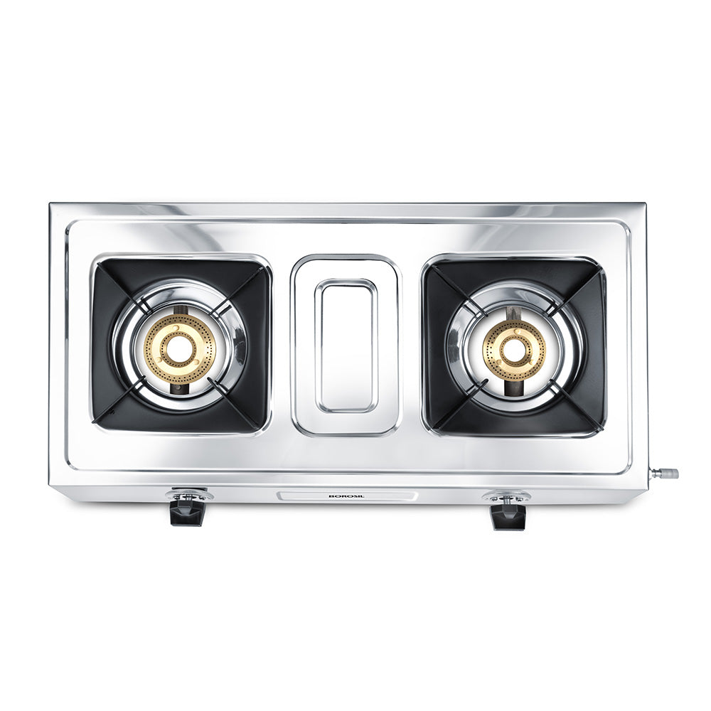 Borosil Smart Flame DLX Stainless Steel Gas Stove, 2 Burners