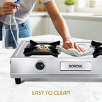 Borosil Smart Flame DLX Stainless Steel Gas Stove, 2 Burners