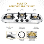 Borosil Ignite Pro Stainless Steel Gas Stove, 3 Burners