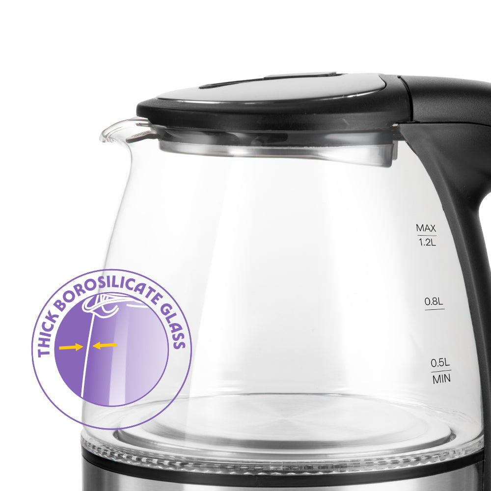 Crystal 1.2L Electric Glass Kettle, 1350 W