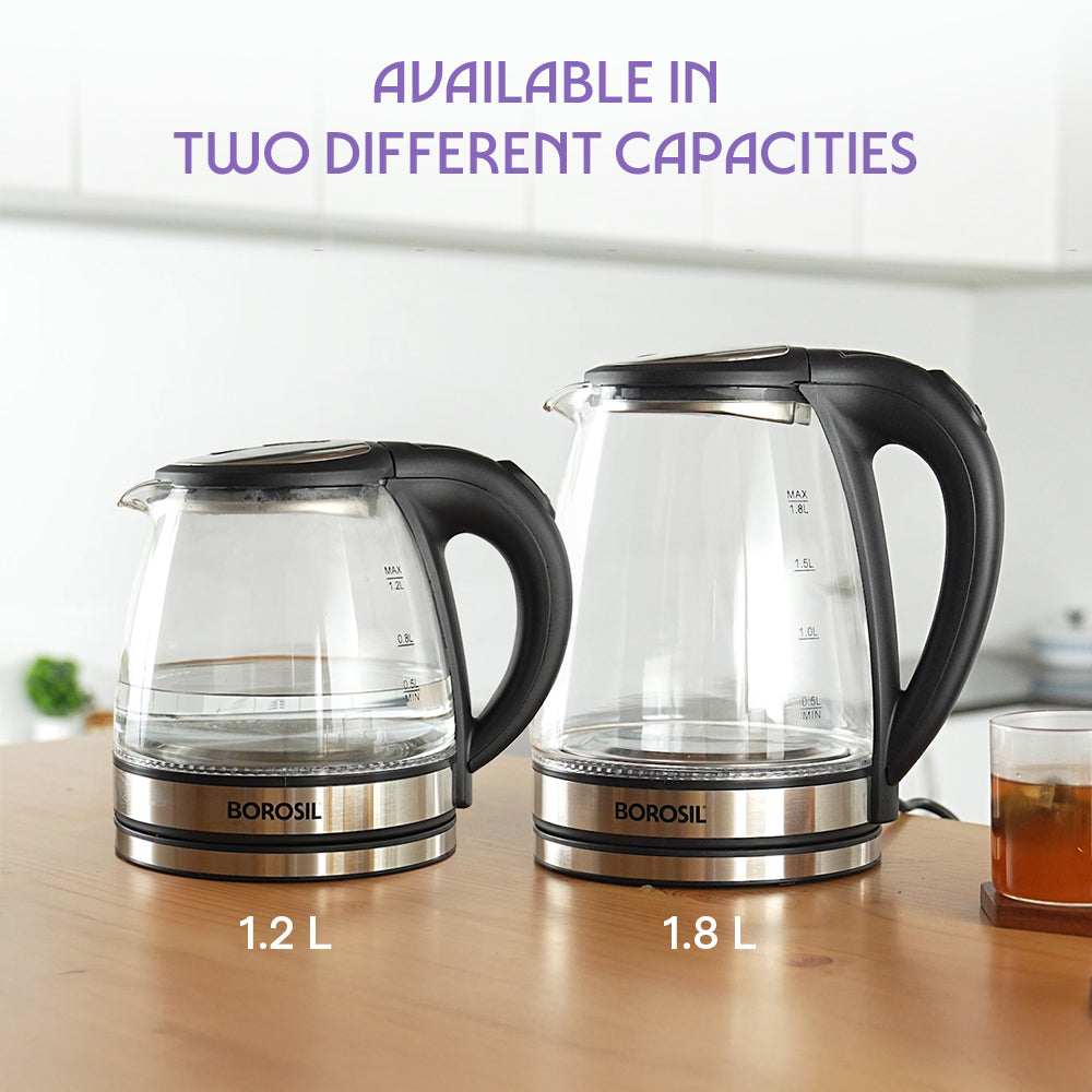 Crystal 1.2L Electric Glass Kettle, 1350 W