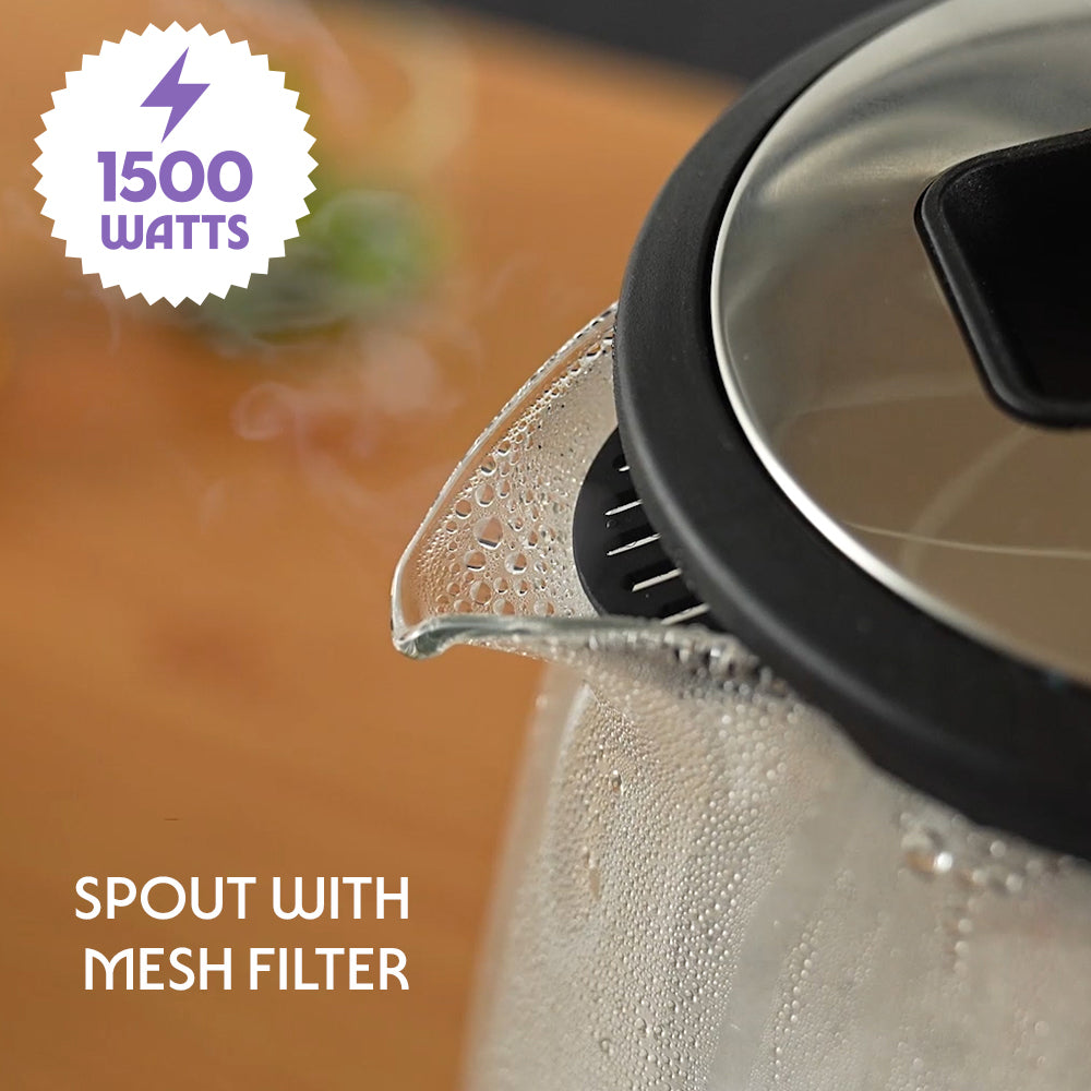 Crystal 1.8L Electric Glass Kettle, 1500 W