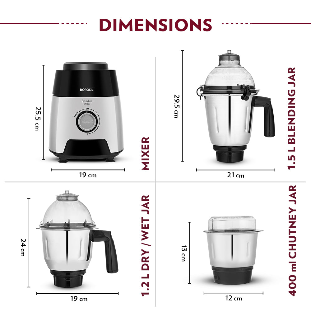 Borosil Silverline Mixer Grinder W17