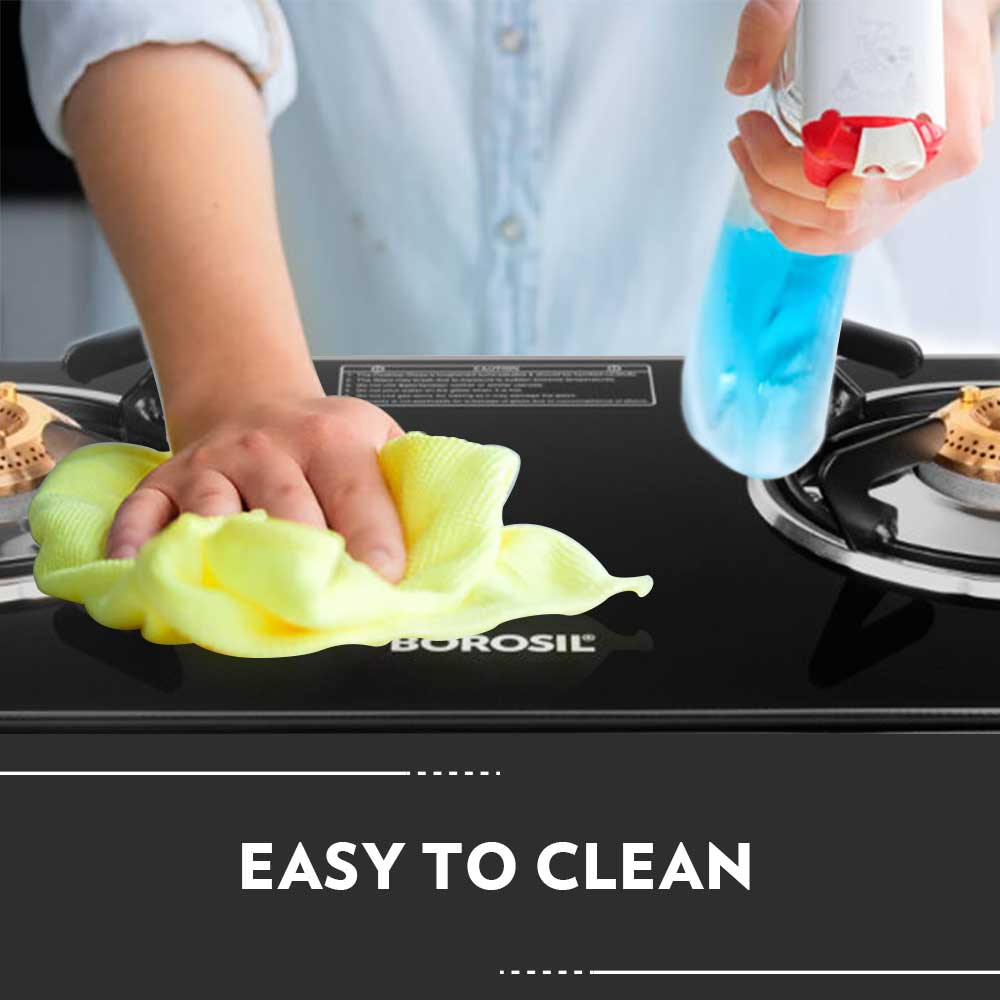 Borosil Flare Glasstop Gas stove, 2 Burners, 2burners(1large&1small)