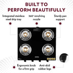 Borosil Flare Glasstop Gas stove, 4 Burners, 4burners(2large&2small)