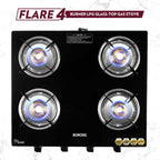 Borosil Flare Glasstop Gas stove, 4 Burners, 4burners(2large&2small)