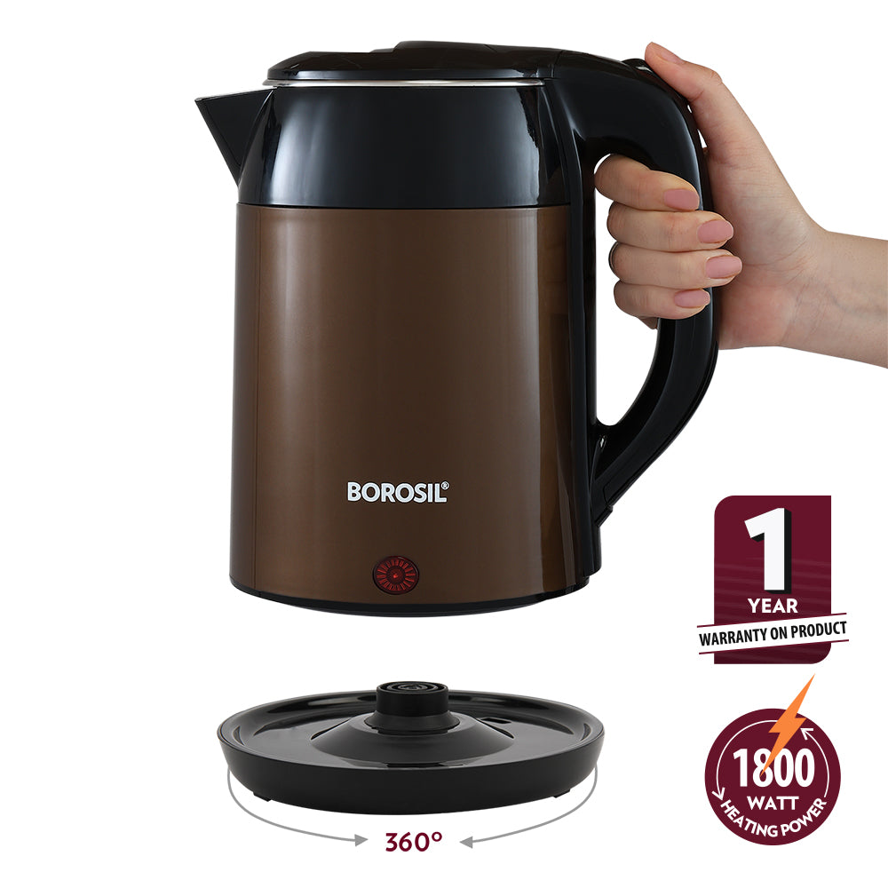 Borosil Cooltouch Electric Kettle Brown, 1.8L