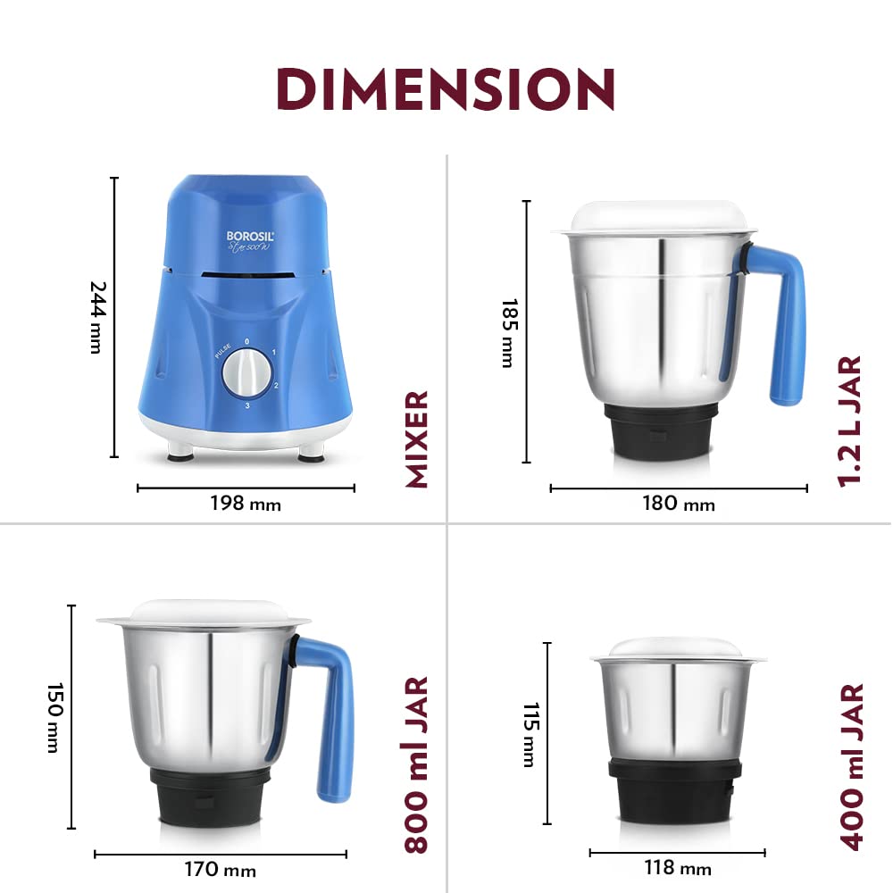 Borosil Star Mixer Grinder-Blue