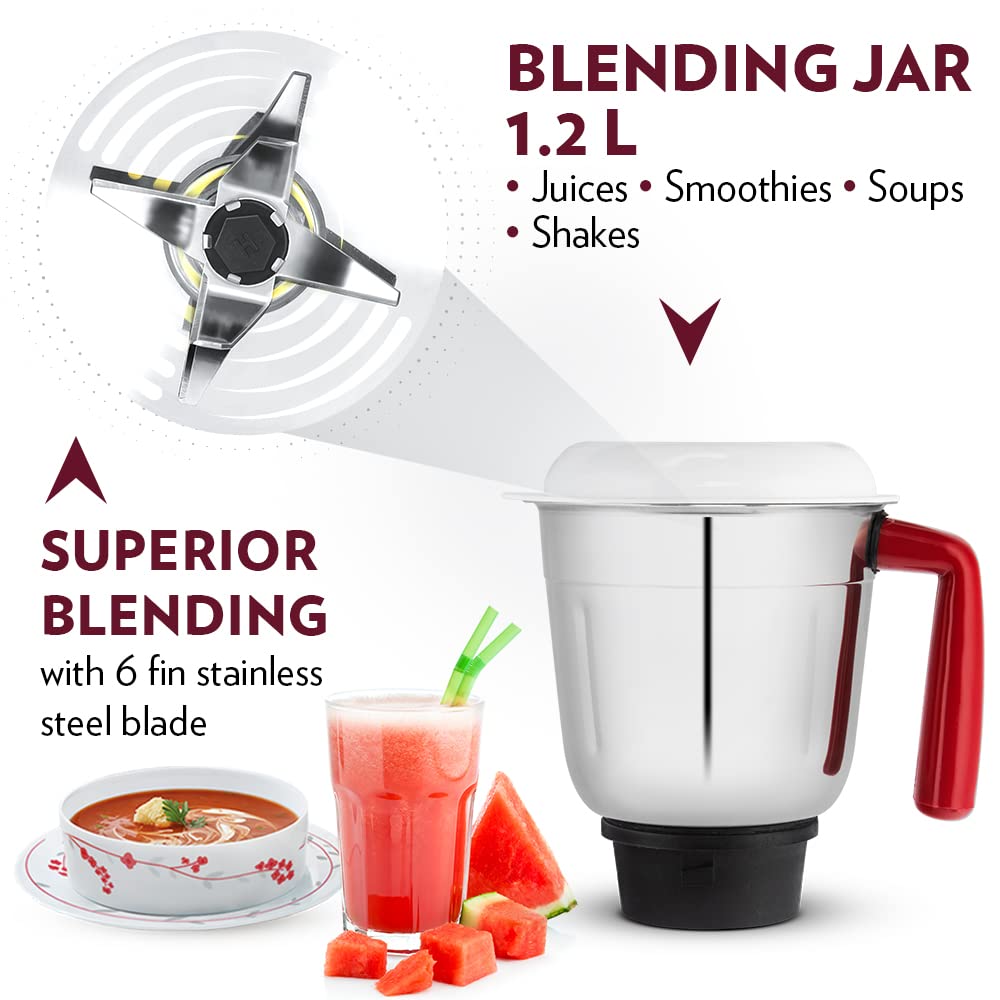 Borosil Star Mixer Grinder-Maroon
