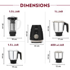 Borosil Infinity Mixer Grinder, 4 Jars