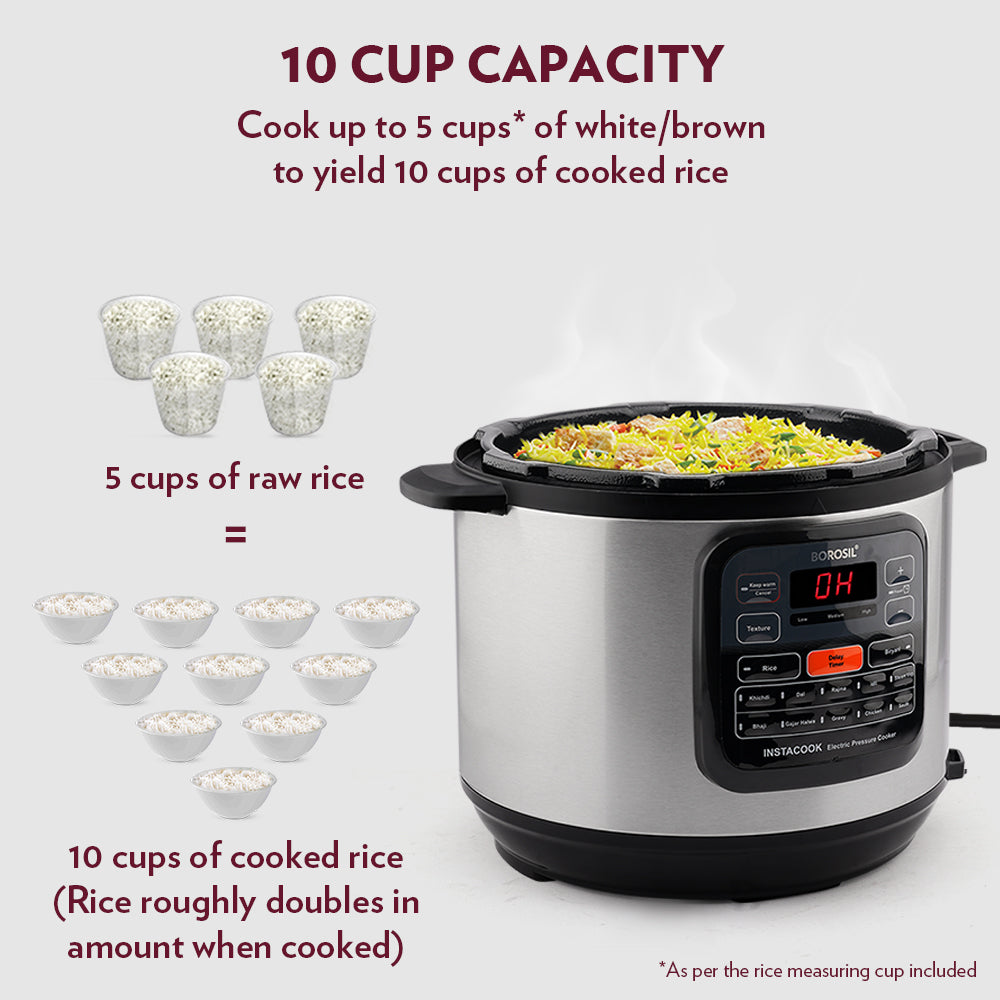 Borosil Instacook Electric Pressure Cooker, 6L