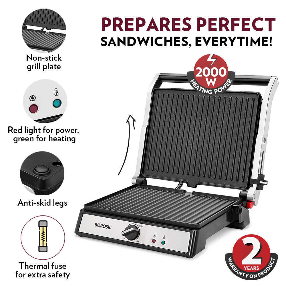 Borosil SuperJumbo 180 Grill Sandwich Maker