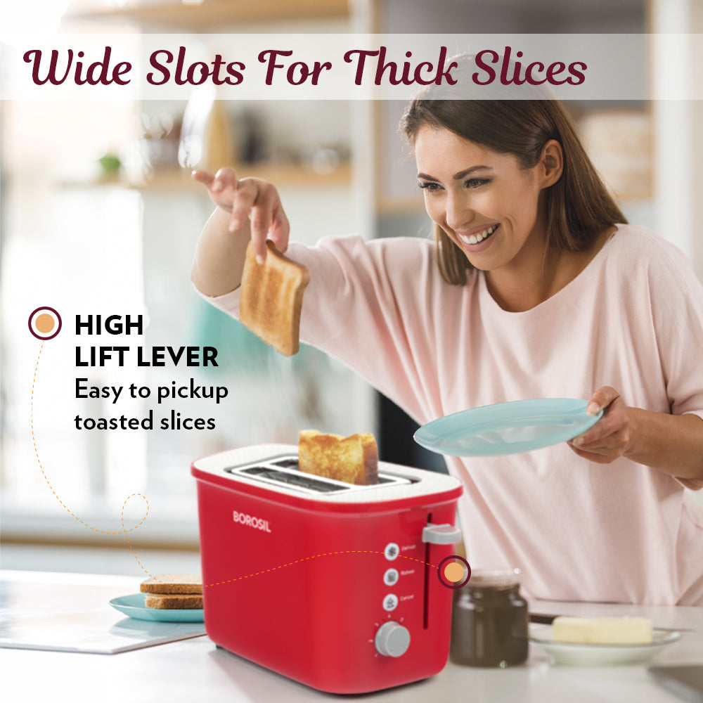 Borosil Krispy Pop-up Toaster, Red