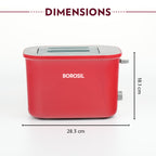 Borosil Krispy Pop-up Toaster, Red